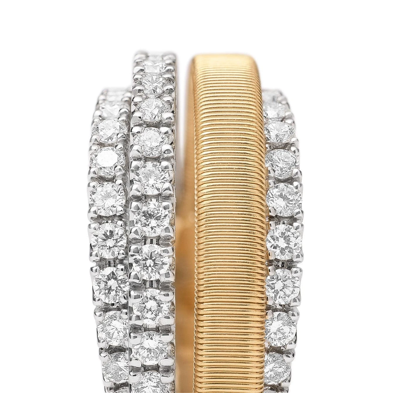 Marco Bicego 18K Yellow & White Gold Triple Row Diamond Ring - Image 2