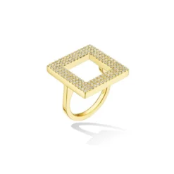 Cadar 18K Yellow Gold Pave Diamond Square Foundation Ring