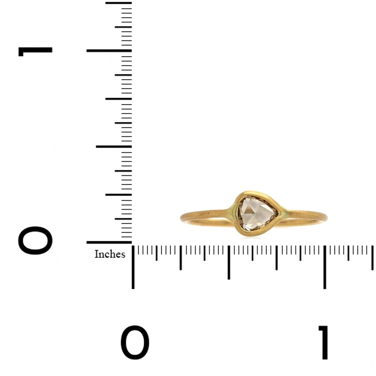 18K Yellow Gold Rose Cut Pear Diamond Ring - Image 3