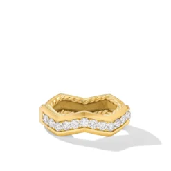 Zig Zag Stax™ Ring In 18K Yellow Gold With Diamonds, 5mm