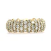 18K Yellow Gold Pave Diamond Multi Row Stretch Ring