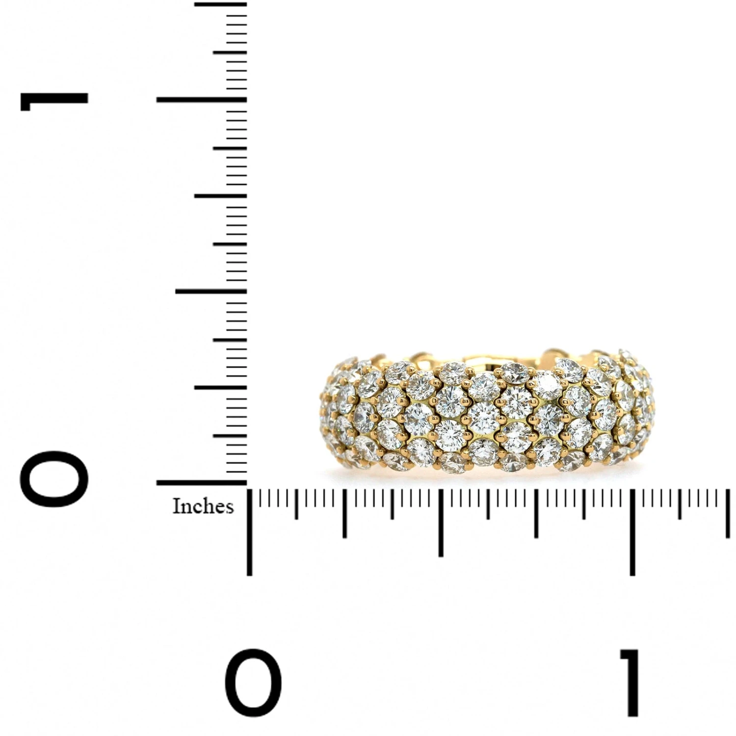 18K Yellow Gold Pave Diamond Multi Row Stretch Ring - Image 3