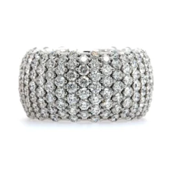 18K White Gold Alternating Diamond Rows Stretch Ring