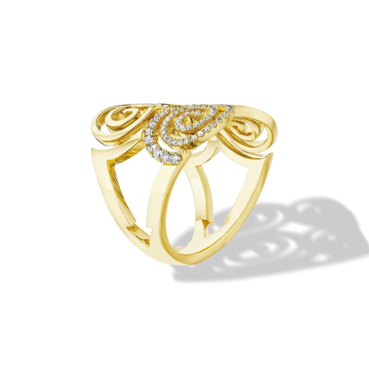 Cadar 18K Yellow Gold Pave Diamond Essence Statement Ring - Image 2