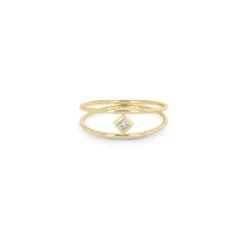 14K Yellow Gold Double Band Open Diamond Ring
