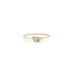 14K Yellow Gold Marquise And Trio Diamond Stack Ring