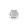 18K White Gold Pave Initial M Signet Ring