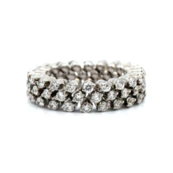 18K White Gold 3 Row Adjustable Diamond Ring