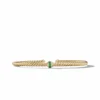 Cable Classics Center Station Bracelet In 18K Yellow Gold With Pavé Emeralds