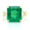 18K Yellow Gold Three-Stone Emerald And Diamond Ring