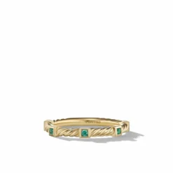 Cable Collectibles® Stack Ring In 18K Yellow Gold With Emeralds