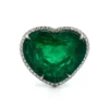 Platinum Heart Shaped Emerald And Diamond Ring