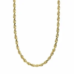 14K Yellow Gold Diamond Cut Rope Chain