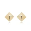 14K Yellow Gold Pyramid Stud Earrings