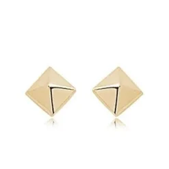 14K Yellow Gold Pyramid Stud Earrings