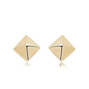14K Yellow Gold Pyramid Stud Earrings