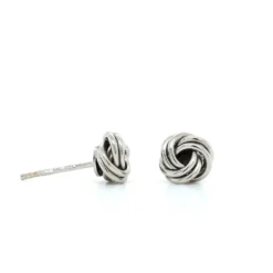 14K White Gold Knot Stud Earrings