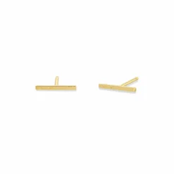 14K Yellow Gold Thin Straight Bar Earrings