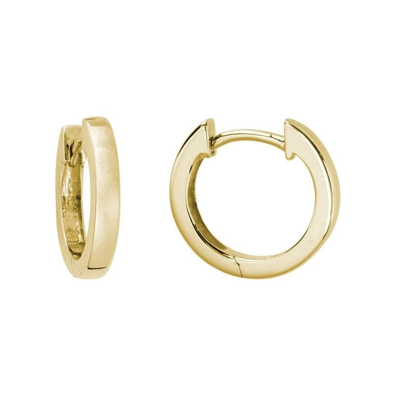 14K Yellow Gold Square Huggie Hoop Earrings