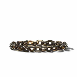 Forged Carbon Link Bracelet In 18K Yellow Gold