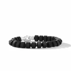 Spiritual Beads Bracelet In Sterling Silver With Black Onyx