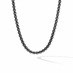 Box Chain Necklace In Stainless Steel And Sterling Silver, 7.3mm