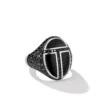 Cairo Signet Ring In Sterling Silver With Black Onyx And Pavé Black Diamonds