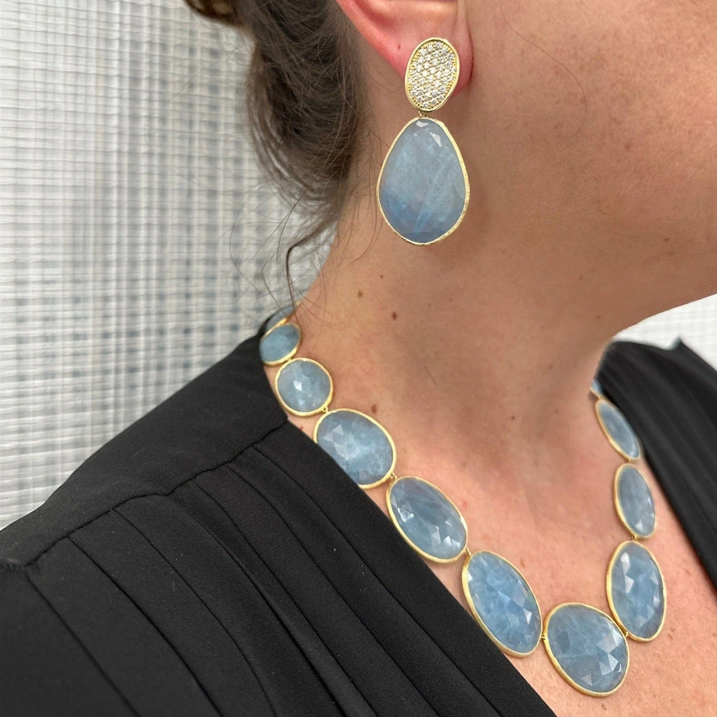 Marco Bicego Lunaria 18K Yellow Gold Aquamarine Necklace - Image 2