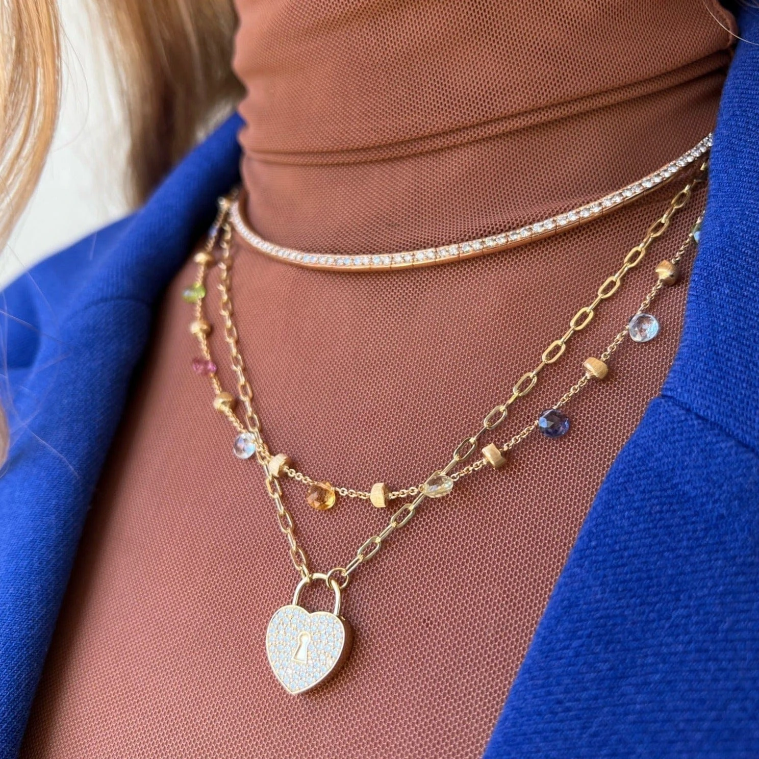 Marco Bicego Paradise 18K Yellow Gold Mixed Stone Necklace - Image 2