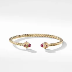 Renaissance Bracelet With Rubies In 18K Gold, 3.5mm