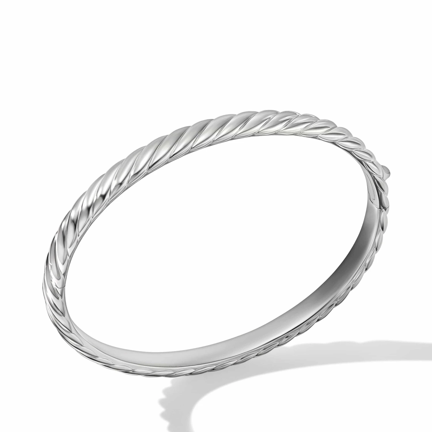 Sculpted Cable Bangle Bracelet In 18K White Gold, 6.2mm - Image 2