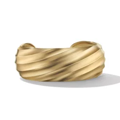 Cable Edge Cuff Bracelet In Recycled 18K Yellow Gold