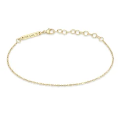 14K Yellow Gold Single Strand Diamond Cut Tube And Bead Bracelet