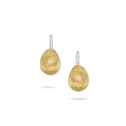 Marco Bicego Lunaria 18K Yellow Gold & Diamond Pave Medium French Wire Earrings