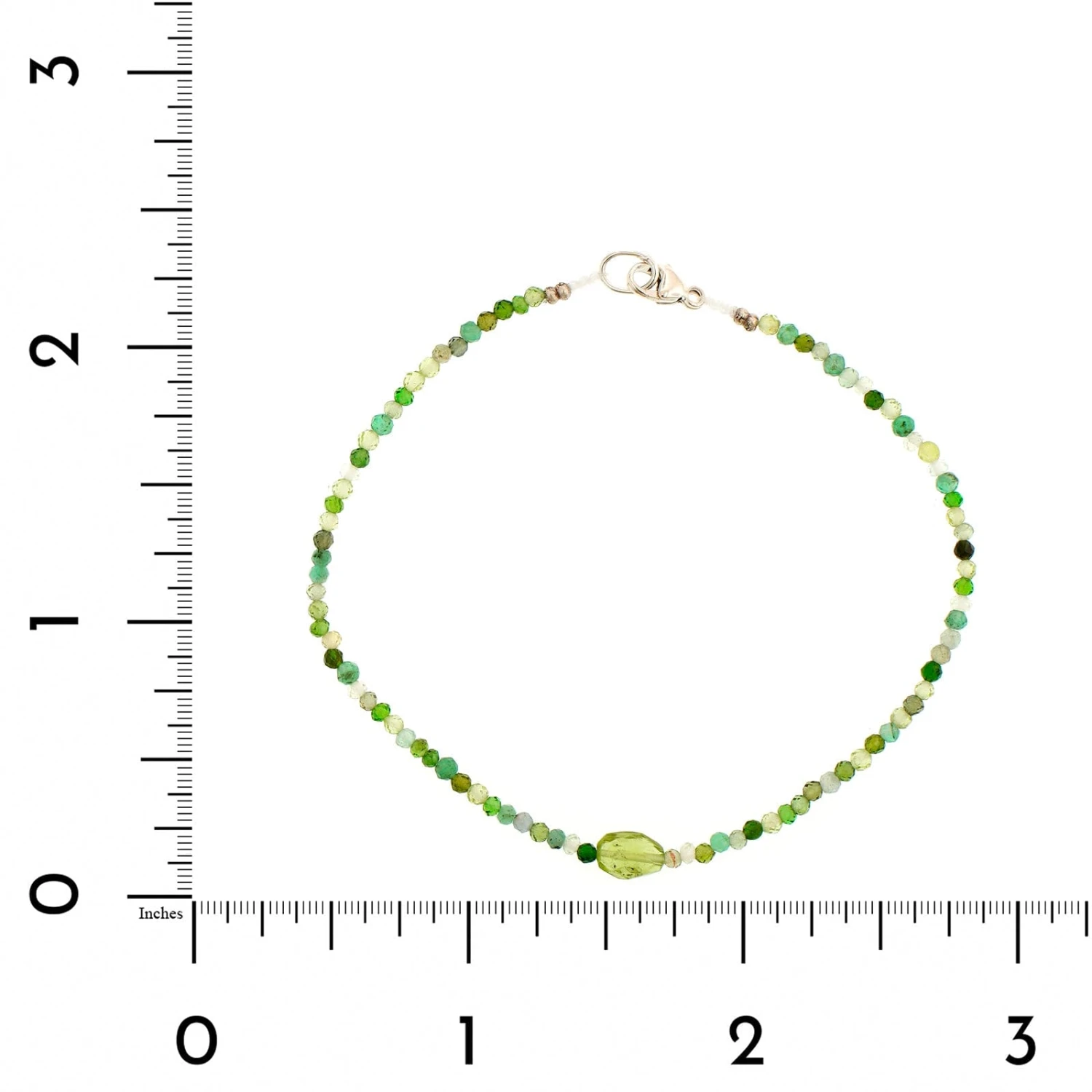 Sterling Silver Multi Gem & Peridot Beaded Bracelet - Image 2