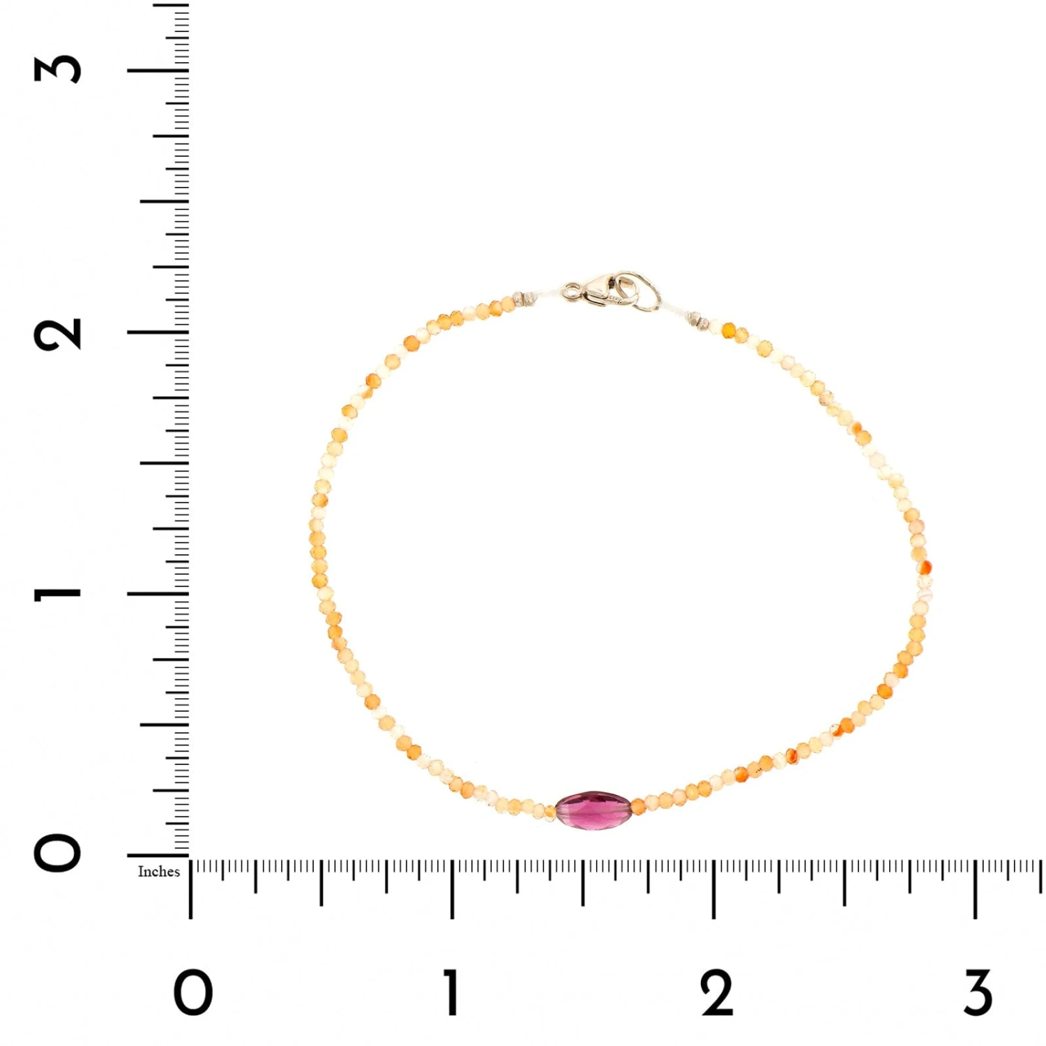 Sterling Silver Carnelian & Pink Tourmaline Beaded Bracelet - Image 2