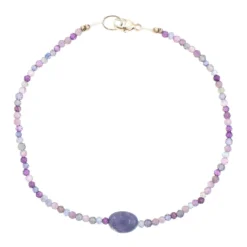 Sterling Silver Multi Gem And Tanzanite Beaded Bracelet