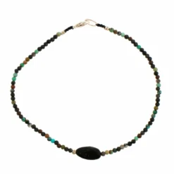 Sterling Silver Chrysocolla And Opal Beaded Bracelet