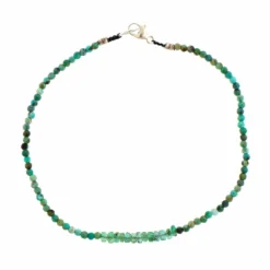 Sterling Silver Emerald And Turquoise Beaded Bracelet