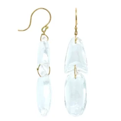 18K Yellow Gold Crystal ArrowHead Drop Earrings