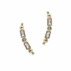 14K Yellow Gold Topaz Climber Earrings