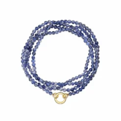 14K Yellow Gold Beaded Iolite Wrap Necklace