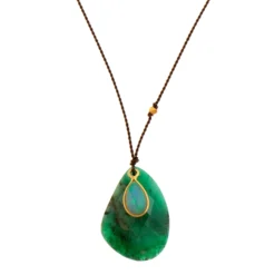 18K Yellow Gold Emerald And Opal Strand Necklace