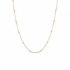 14K Yellow Gold Pink Enamel Curb Satellite Chain Necklace