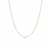 14K Yellow Gold White Enamel Curb Satellite Chain Necklace