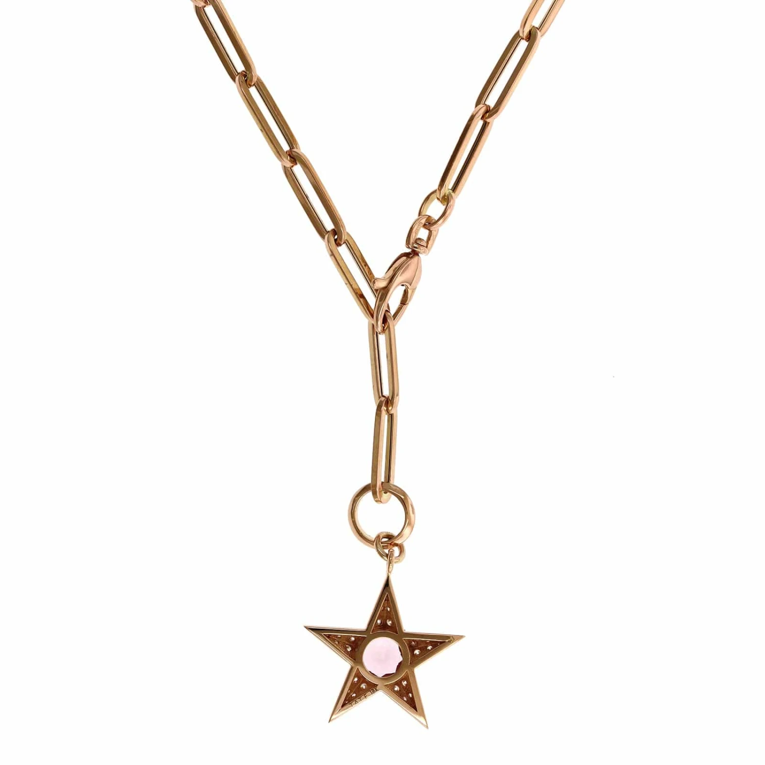 20K Rose Gold Morganite Diamond Star Pendant - Image 2