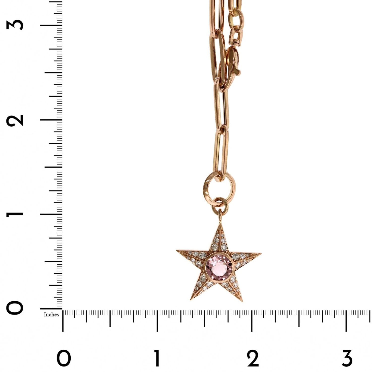 20K Rose Gold Morganite Diamond Star Pendant - Image 4