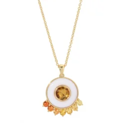 18K Yellow Gold Tourmaline, Sapphire, And White Agate Anna Necklace