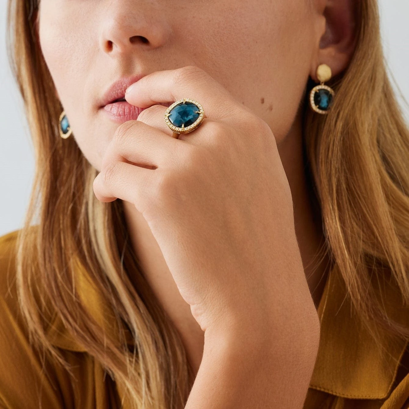 Marco Bicego 18K Yellow Gold London Blue Topaz & Diamond Ring - Image 3