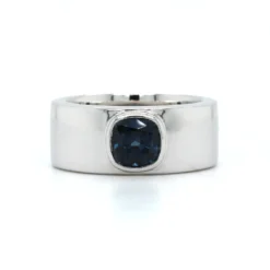 18K White Gold Blue Spinel Wide Ring